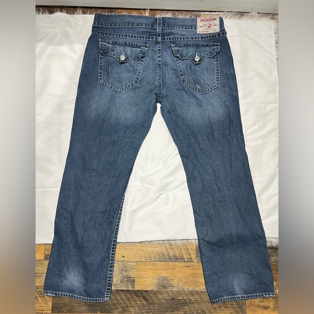 True Religion Men's Straight  Jeans Size 42 (44x33) Flap Pocket